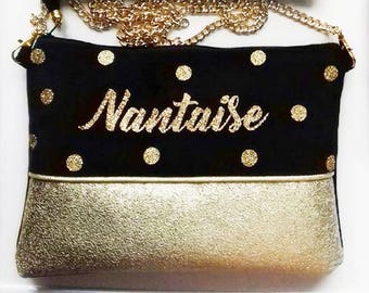 Handbag / clutch with chain-town-Nantes - personalized - gift for wife - Christmas gift