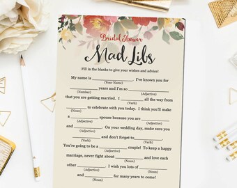 Bridal shower mad libs | Etsy