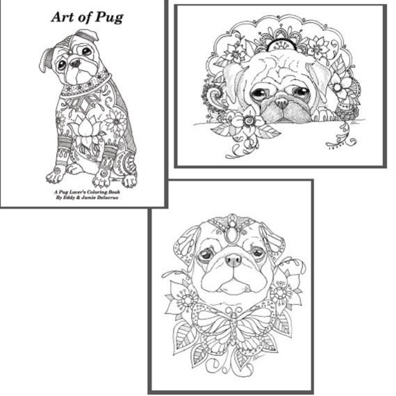 Download Art of Pug Coloring Book Volume No.1 Downloadable Version