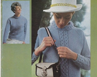 ON SALE Paton's Knitting Pattern No 859 Ladies Town 'N Country in Pebble (Vintage 1970s)
