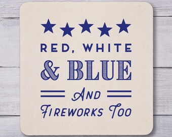 Fourth of July Coasters, Engagement, July 4th Coasters, Party Coasters, Independence Day, Stars and Stripes, Cookout, Fireworks, 1325