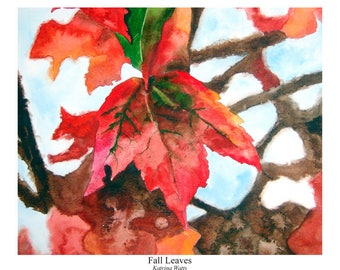 Watercolor Print of Fall Leaves
