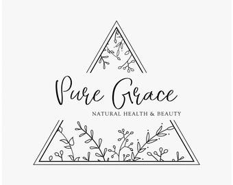 Logo triangulaire botanique, Logo triangle, Logo tout prêt, Logo design, Logo élégant, Image de marque, Logo kit, Logo moderne, Joli logo