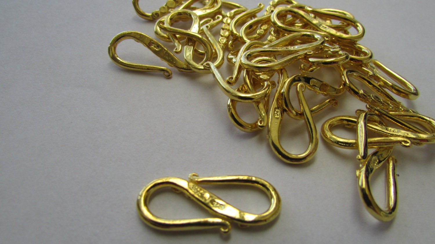 S Shape 925 Over Gold Plated Clasp,10 pcs. of Gold Clasp,Jewelry