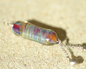 Pendant "Star" multicolor lampwork bead and Sterling Silver 925