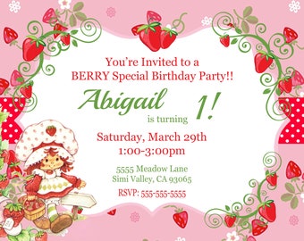 Digital Vintage Strawberry Shortcake Invitation