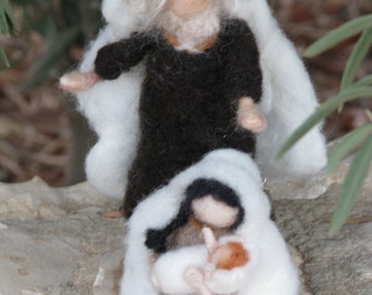 Needle felted Christmas nativity