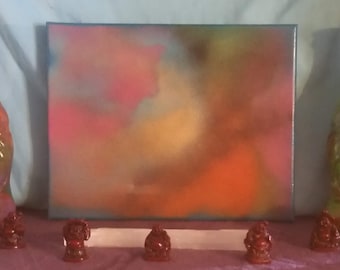 Cinnabrite #2 8X10 Abstract Spray Paint Crystal Healing Energy Art Spiritual Painting on Stretched Canvas 20.32 x 25.40 cm