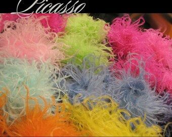 Curly Ostrich Feather Puff - Qty (1) - You PICK Color from our Lovely Collection of over 20 Colors - 4" -