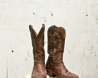 Boulet Canada Womens Cowboy Boots - Size 5 1/2 - Brown Leather