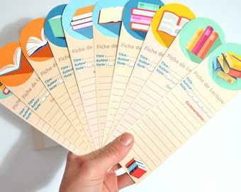 Set of 10 sheets of reading bookmark: books