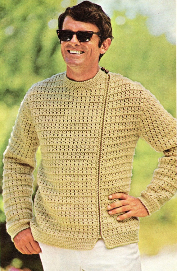 Men's Side Zip Jacket Crochet Pattern Man Coat Jacket