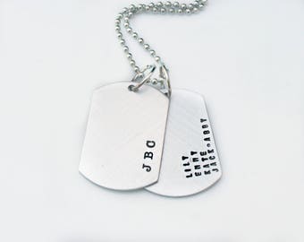 Mens Personalized Dog Tag Necklace - Husband Gift - Boyfriend Gift - Stamped Mens Necklace - Gift for Dad - Custom Dog Tags