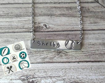 Softball Necklace, Team Jewelry, Coach Gift, Custom Sport Necklace, Soccer Necklace, Field Hockey Necklace, Team Gift,Volleyball Jewelry