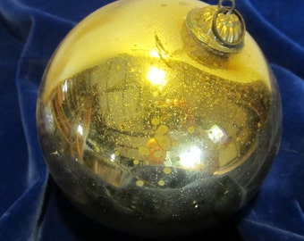 Antique gold mercury glass kugel, christmas ornament, late 19th century decoration (6)