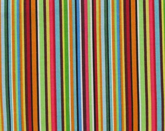 Gearheads Striped,100% Cotton Fabric by the Yard, Quilt Fabric, Apparel Fabric, Home Decor, Crafts, Multi Colored Stripes, Red, Orange, Blue