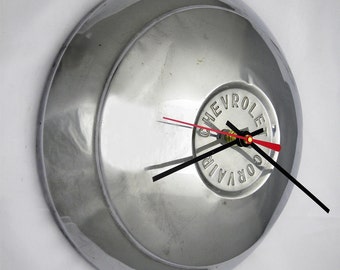 1960 Chevy Corvair Hubcap Clock - 1961 Chevrolet Hub Cap Wall Decor