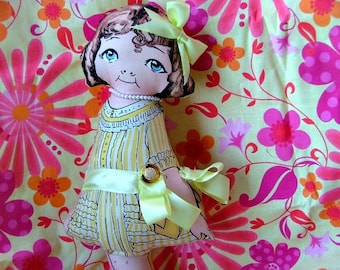 Shelly Jean Large Yellow Cloth Paper Doll Vintage Inspired