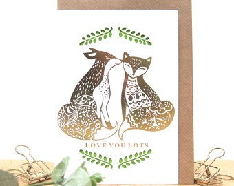 Fox lover card, Cute anniversary card, Wife anniversary card, Husband anniversary card, Love you card, Romantic anniversary card, Fox card