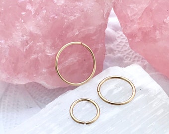 Plain gold hoop earrings, Cartilage hoop, Gold helix earring, 18g 22g 20g septum jewelry, 6mm nose ring, Snug septum 8 10 12 4 5mm 16g hoop