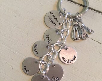 hand stamped grandma Keychain-grandma’s helpers keychain-Christmas gift for grandma