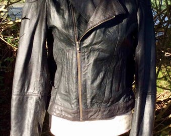 Stunning Black leather biker jacket