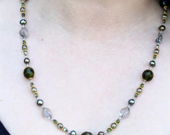 Single Strand Montana Blue Beaded Necklace with Freshwater Pearls - FJ 10