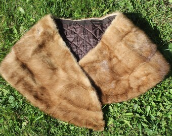 brown mink fur collar, fur scarf