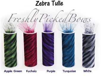 Zebra Animal Tulle 5 3/4 x 10 yards 5 colors to choose from