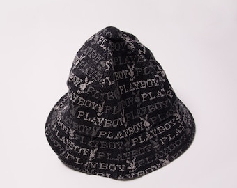Vintage Playboy 90s Black Glitter Bucket Hat