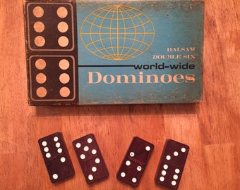 Very Old Halsam Double Six World-Wide Dominois No 670