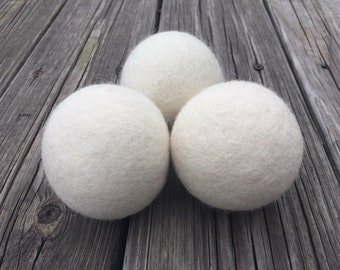 Wool Dryer Balls – Set of 3 – Natural Eco Friendly with no chemicals - XL - Organic & Baby Safe