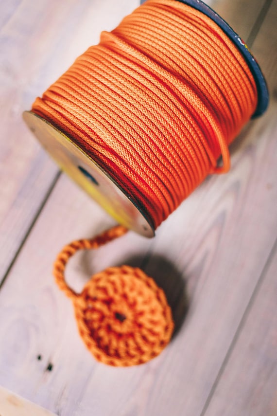 ORANGE yarn- macrame cord- crochet yarn- crochet rope- Craft projects- orange rope- knitting supplies- craft supplies #68 cord 218 yards