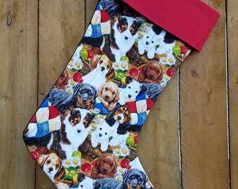 Puppy Splash Quilted Christmas Stocking