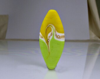 Yellow Green Lampwork Glass Focal Bead SRA Handmade Lampwork Beads