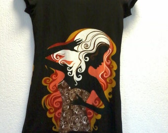 short dress form Tshirt vintage sérégraphie 1970