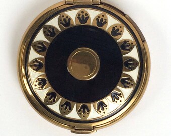 Art Deco Compact Richard Hudnut Black and White enamel