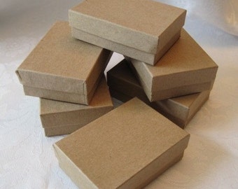 10 Kraft Jewelry Gift Boxes, Cotton Filled 3x2x1