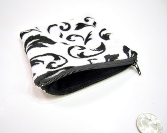 Black and White Fuzzy Scroll Wallet or Zippered Pouch