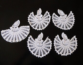 Five vintage hand crocheted Victorian crinoline ladies