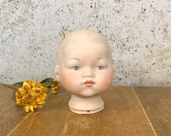 Vintage Porcelain DOLL HEAD Cecil- Doll Making Supply- Doll Parts- Bisque Doll Head- Grace Putnam Style- A49