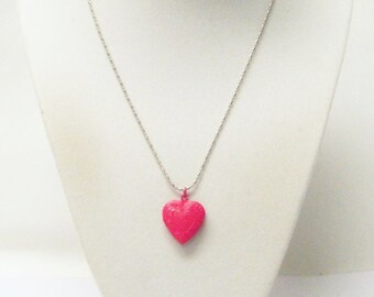 Fuchsia Photo Heart Locket Pendant Necklace