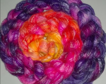 Neon Sunset - Panda Combed Top - SW Merino Bamboo Nylon - One 100g braid