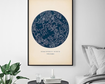 Star Chart Print, Northern Constellations, Star Map, Star Print, Nautical Decor, Astronomy Poster, Celestial Wall Art, Dorm Wall Decor