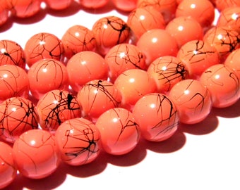 20 beads marbled speckled glass-10 mm-terracota-PG265-1