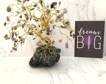 Bonsai Gem Trees, Charoite Gemstones, Tree of Life, Crystal Trees, Wire Bonsai Sculpture, Boho Decor, Mantel Decor, Unique Home Decor