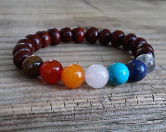 7 chakra bracelet rosewood chakra bracelet gemstone bracelet 7 chakra healing balance bracelet wood yoga reiki energy bracelet real stones