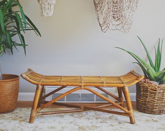 rattan bench rattan furniture bamboo furniture entryway bench boho decor bench seat kids room decor mid century modern chippendale bench