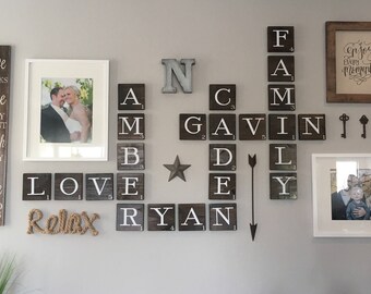 3.5” SCRABBLE WALL DECOR Home Decoration Wall Art Scrabble Tiles Decoration Rustic Home