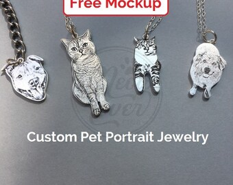 Personalized pet memorial necklace, keychain/Engraved pet loss jewelry/Personalized dog cat necklace/Pet Portrait necklace/Pet loss keepsake
